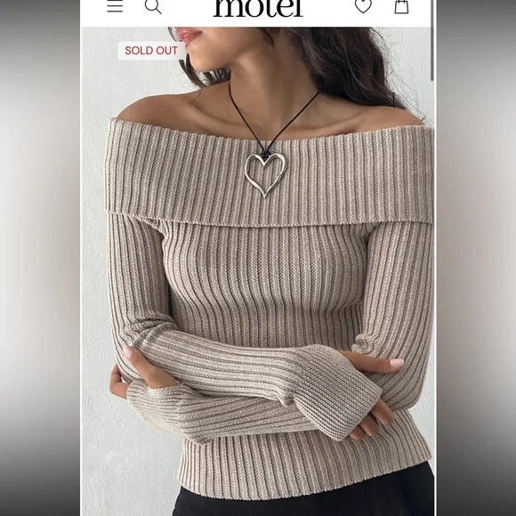 Motel Rocks Off-Shoulder Ribbed Sweater - Picture 2 of 5